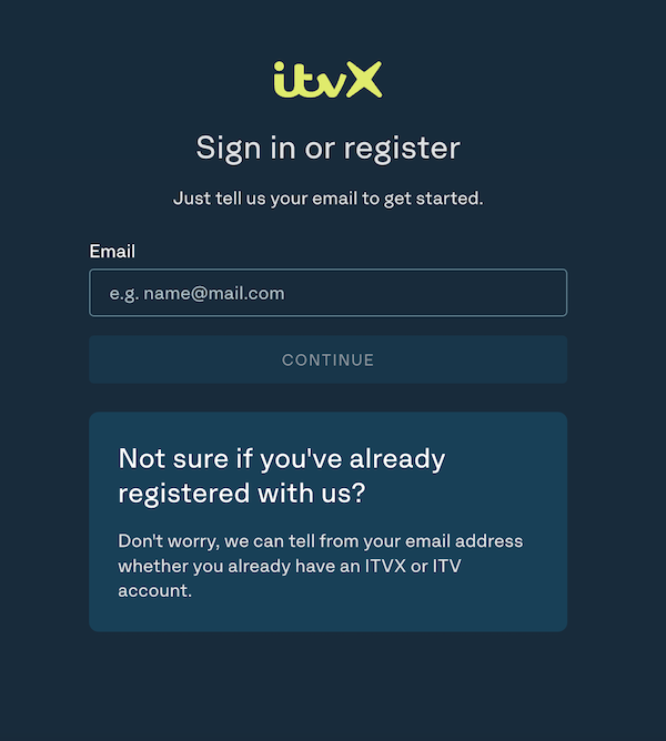 itv sign up step 2