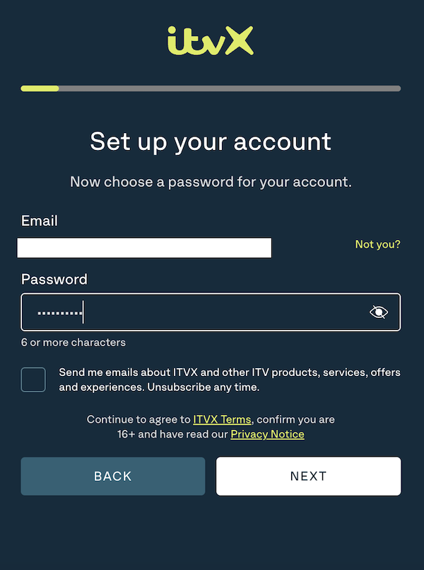 itv sign up step 3