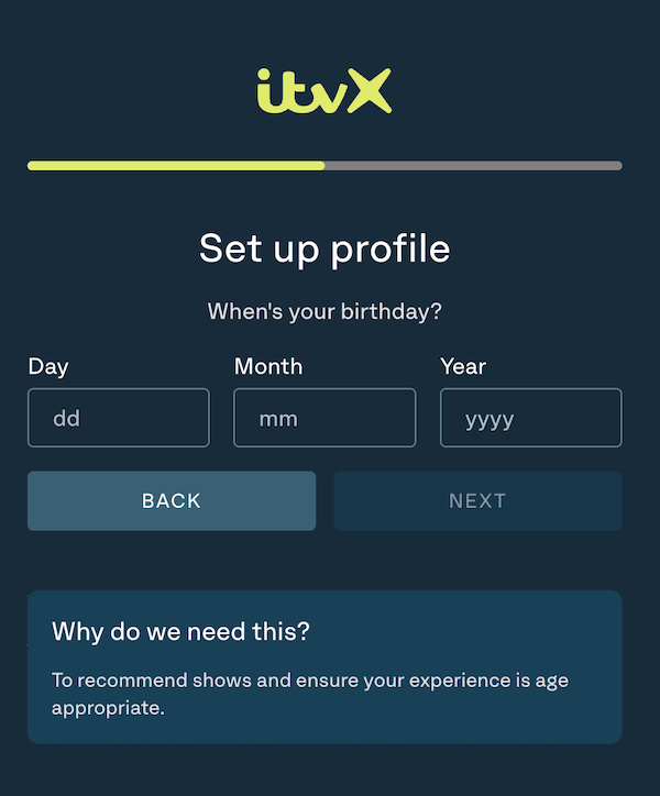 itv sign up step 5