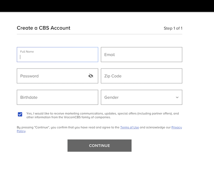 cbs sign up process