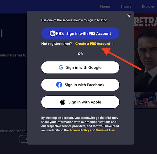 create pbs account