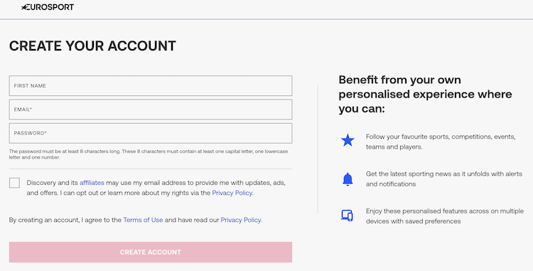 eurosport create an account
