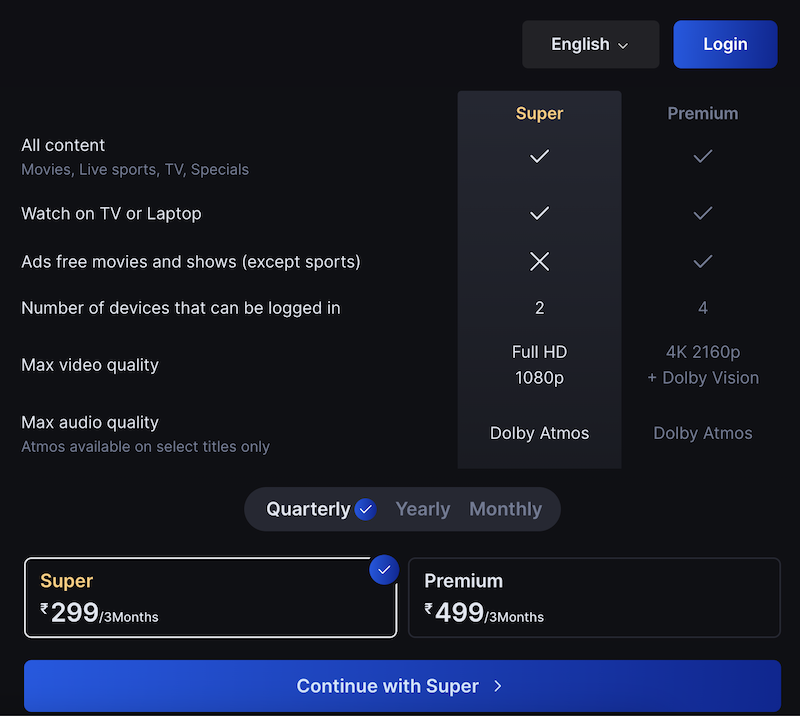 hotstar price