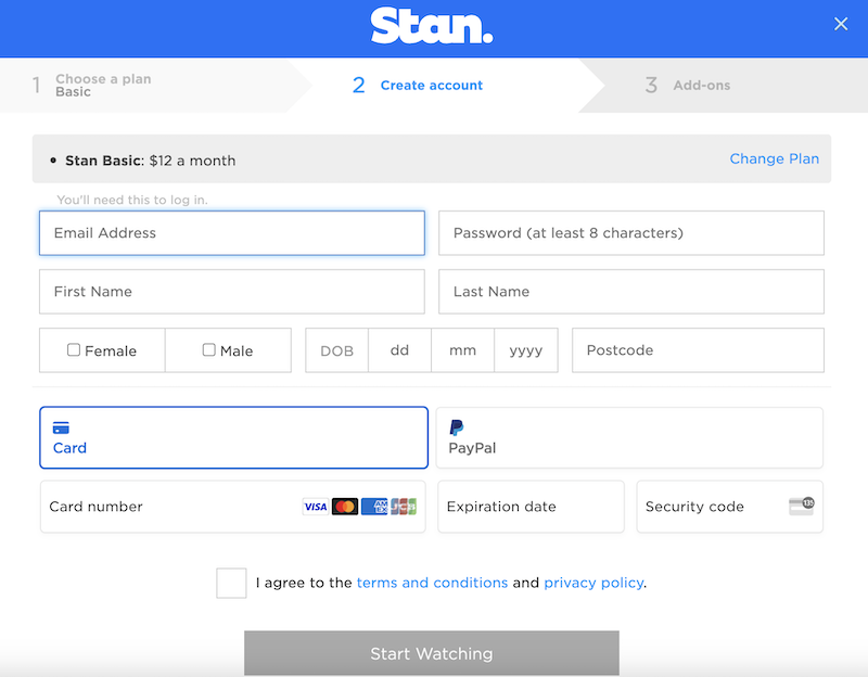 stan sign up steps