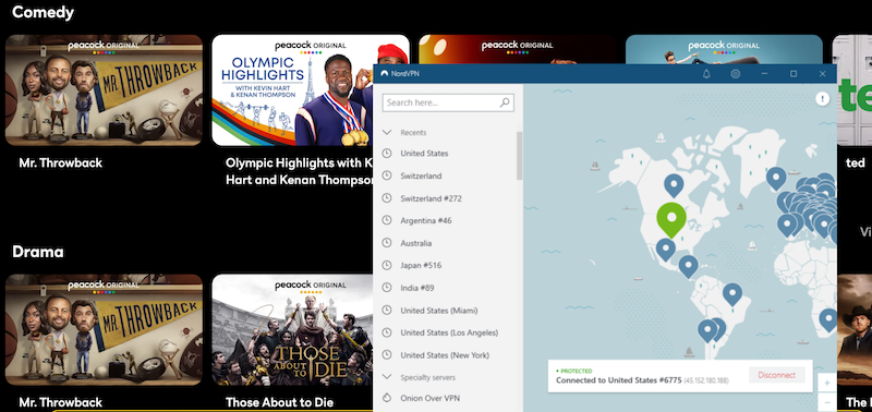 watch peacock with nordvpn