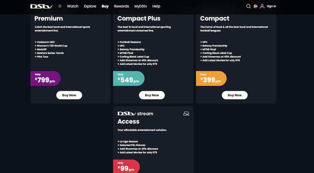 dstv plans