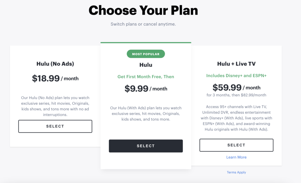 choose hulu plan