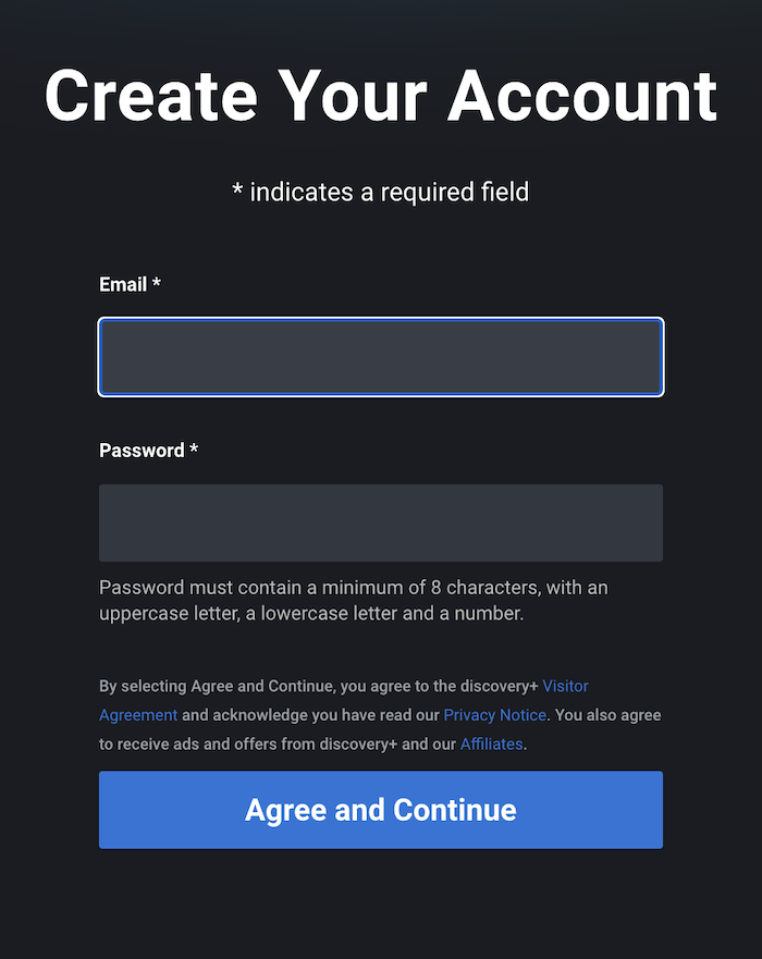 create account on discovery plus